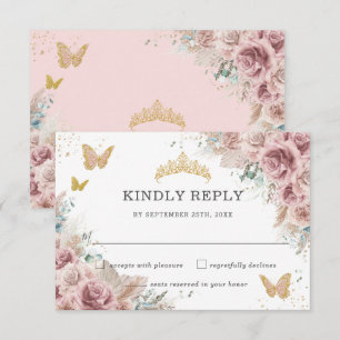 Boho  Dusty Ro Blommigt Pampas Quinceanera OSA Kort