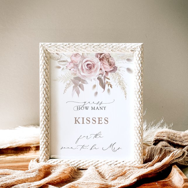 Boho Dusty Ro Hur många Kisses Möhippa-spel Poster (Skapare uppladdad)