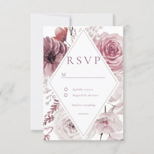 Boho Dusty Ro & Mauve Blommigt Ram Bröllop OSA Kort