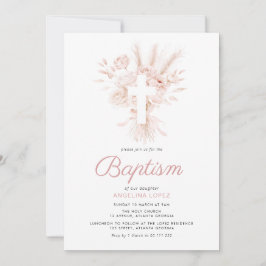 boho dusty ro pampas blommigt baptism inbjudningar