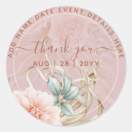 Boho Dusty Ro Pampas Grass Tack Favor Clas Runt Klistermärke