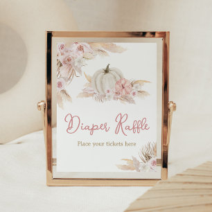 Boho Dusty Ro Pumpkin Baby Shower Diaper Raffle Poster