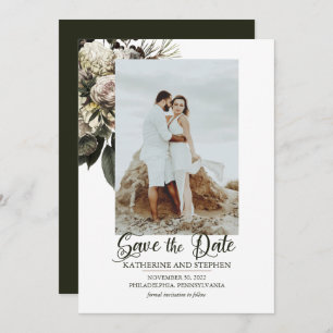 Boho Dusty Rosa Blommigt Bouquet Photo Spara Datumet