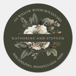 Boho Dusty Rosa Blommigt Bröllop Returadress Runt Klistermärke