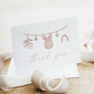 Boho Dusty Rosa Flicka Clothesline Tack Kort