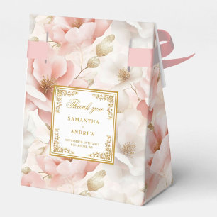 Boho Dusty Rosa Guld Blommigt Wedor Favor Box Presentaskar