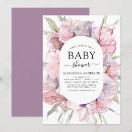 Boho Dusty Rosa Lila Baby Shower-inbjudan Inbjudningar