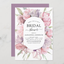 Boho Dusty Rosa Lila Inbjudningskort för möhippan