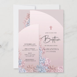 Boho dusty rosa ro-guld-baptism inbjudningar