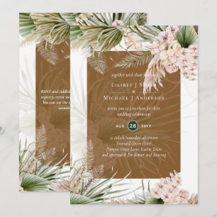 BOHO Earth Färg Pampas Grass Bröllop Inbjudningar