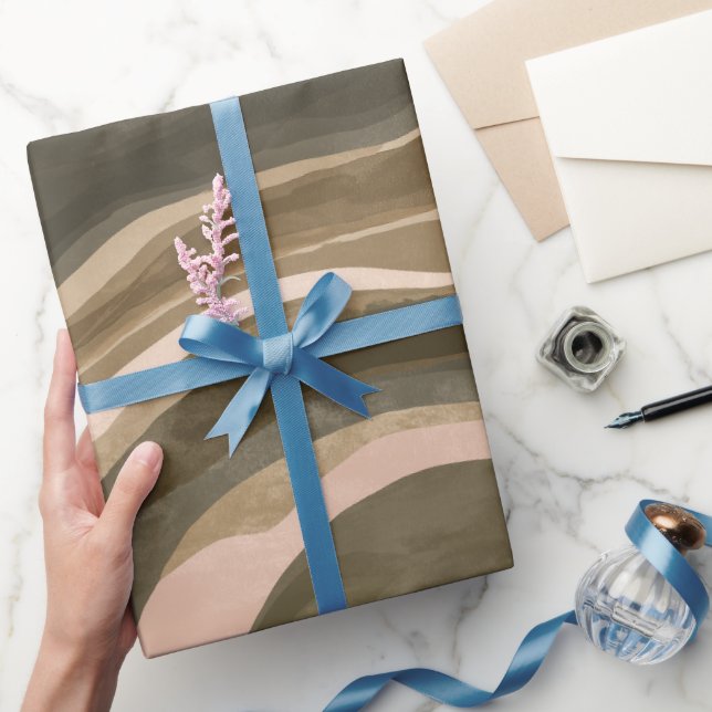 Boho Earth Olivbrun Organisk Abstrakt Mönster Presentpapper (Gifting)