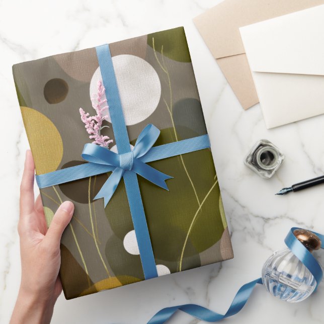 Boho Earth Olivbrun Organisk Abstrakt Mönster Presentpapper (Gifting)