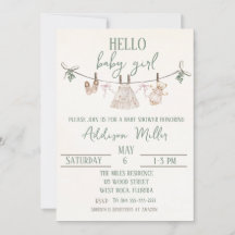 Boho Earth Rosa Girl Baby Shower-inbjudan