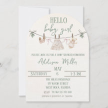 Boho Earth Rosa Girl Baby Shower-inbjudan
