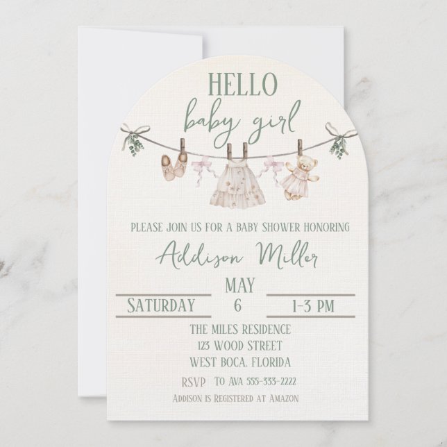 Boho Earth Rosa Girl Baby Shower-inbjudan Inbjudningar (Framsida)