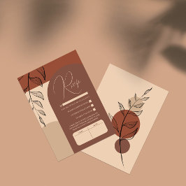 Boho Earth Tone Arch Foliage Terracotta Bröllop OSA Kort