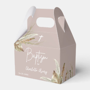 Boho Earth tone pampas rosa baptism Presentaskar