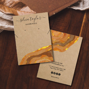 Boho Earth Tones Calligraphy Jewelry Visning Visitkort