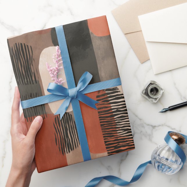 Boho Earth Tones Terracotta Abstract Pattern Presentpapper (Gifting)