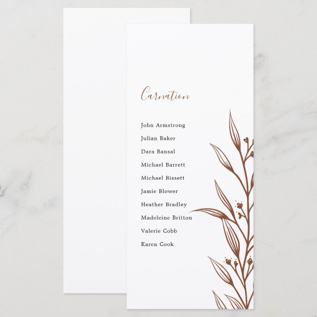 Boho Earthy Botanical Elegant Ivory Bord Plan Car (Fram/baksida)