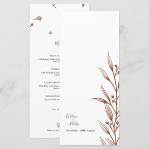 Boho Earthy Botanical Elegant Ivory Bröllop Meny