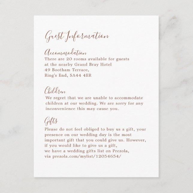 Boho Earthy Botanical Elegant Ivory Guest Tilläggskort (Framsida)