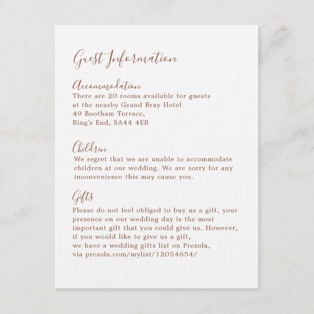 Boho Earthy Botanical Elegant Ivory Guest Tilläggskort (Framsida)