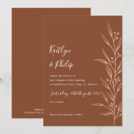 Boho Earthy Botanical Elegant Ivory-inbjudan Inbjudningar