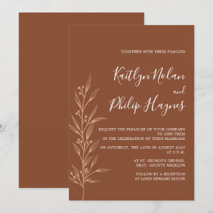 Boho Earthy Botanical Elegant Ivory Inbjudningar