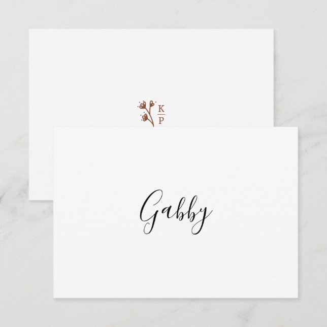 Boho Earthy Botanical Elegant Ivory Place Card (Fram/baksida)