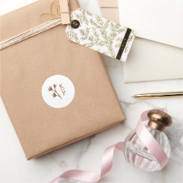 Boho Earthy Botanical Elegant Ivory Runt Klistermärke
