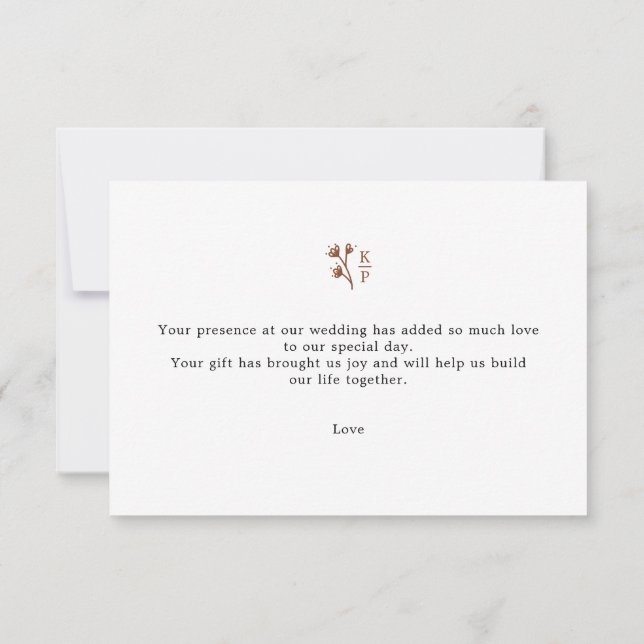 Boho Earthy Botanical Elegant Ivory Tack Kort (Baksida)