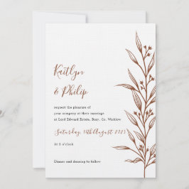 Boho Earthy Botanical Elegant Ivory White Inbjudningar