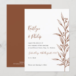 Boho Earthy Botanical Elegant Ivory White Inbjudningar