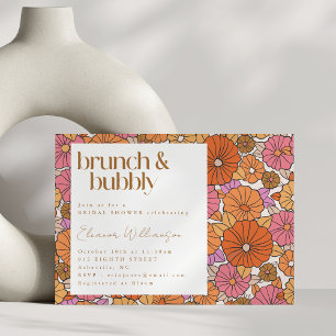 Boho Earthy Burnt Orange Blommigt Brunch Bubly Inbjudningar