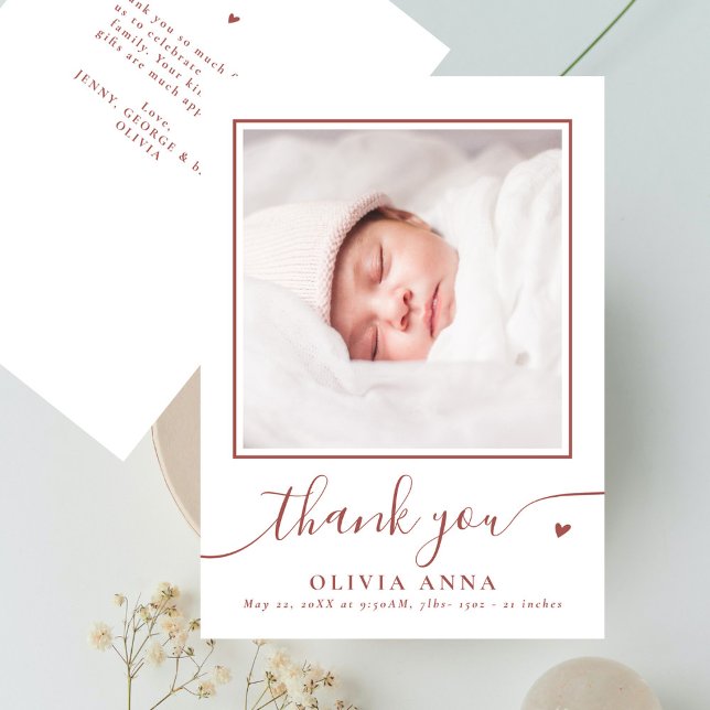 Boho Earthy Elegant Script Baby Shower Photo Tack Kort (Skapare uppladdad)