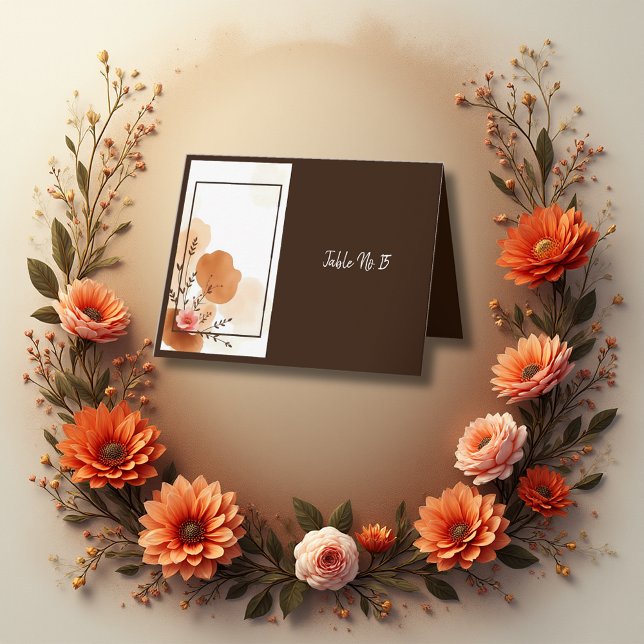 Boho Earthy Floral Accents bordnummerkort Tack Kort (Skapare uppladdad)