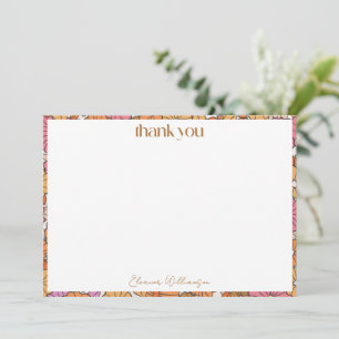 Boho Earthy Orange Blommig Anpassad Bröllopsdusch Tack Kort