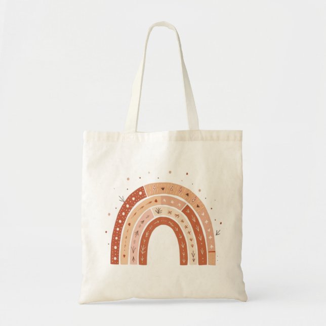 Boho Earthy Rainbow Aestthetic Tygkasse (Framsidan)