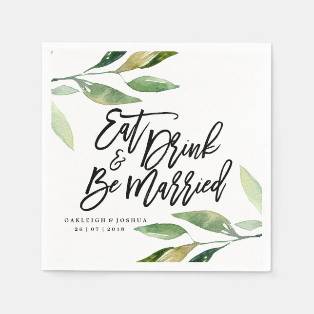 Boho Eat Drink ska vara gift med Bröllop Napkin Pappersservett (Framsidan)