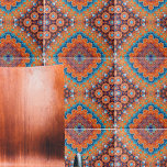 Boho Eclectic Kaleidoscopic Mosaic Hip Teal Ochre Kakelplatta<br><div class="desc">Vacksam och unik dekorativ platta med en sömlös kaleidoskopisk abstrakt mönster i teal och ochre.</div>