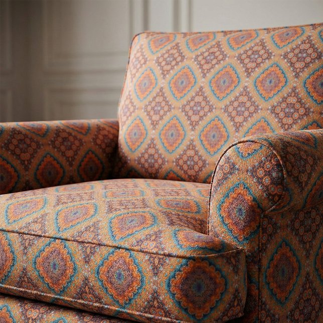 Boho Eclectic Kaleidoscopic Mosaic Hip Teal Ochre Tyg (Skapare uppladdad)