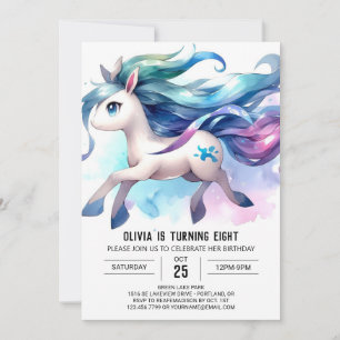 Boho Editable Horse Birthday Inbjudningar
