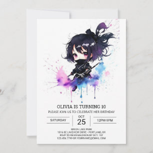 Boho Editable Little Ninja Birthday Inbjudningar