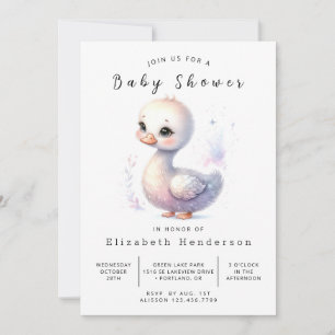 Boho Editable Svan Baby Shower Inbjudningar