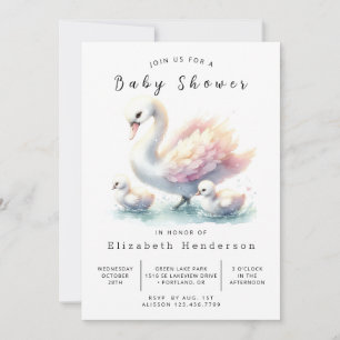 Boho Editable Svan Baby Shower Inbjudningar