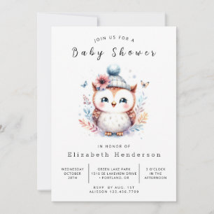 Boho Editable Uggla Baby Shower Inbjudningar
