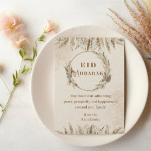 Boho Eid ul Adha Mubarak-kort Beige Blommig Islami Julkort