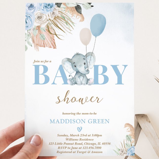 Boho Elefant Baby Shower Inbjudningar (Skapare uppladdad)