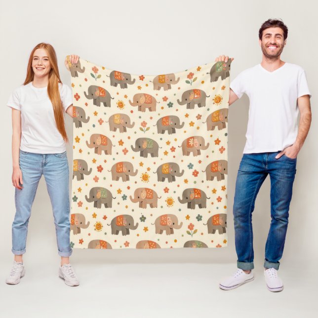 Boho Elefant Fleecefilt (På plats)